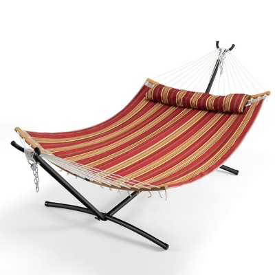 Costway Hammock Chair with Stand Heavy Duty Portable Carrying Bag Cushion Pillow Red