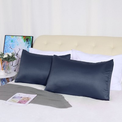 4 Pcs Queen 20"x30" Silk Satin Luxury Cooling Pillowcase Navy - PiccoCasa