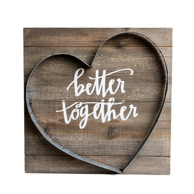 16"x16" Better Together Metal and Wood Plank Wall Art Brown - Patton Wall Decor