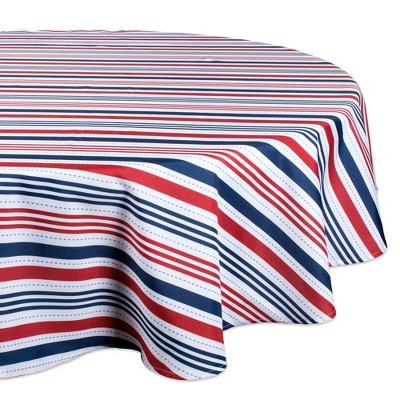 60"R Patriotic Stripe Tablecloth Blue/Red - Design Imports