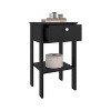 Vynxaria Modern Black Wengue Nightstand with Single Drawer and Open Shelf, Compact Design, Multi Functional Use - 4 of 4