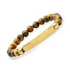 Steeltime Mens tiger eye beaded bracelet with 18k gold plated accents - 2 of 4