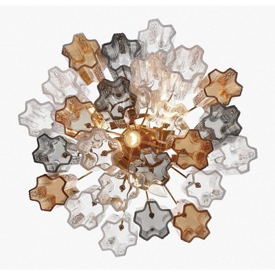 Addis Aged Brass and Crystal 4-Light Chandelier