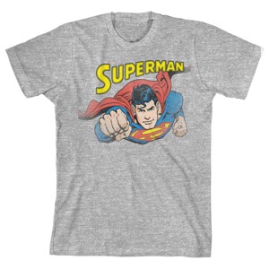 Superman Classic Superhero Youth Athletic Gray Graphic Tee - 1 of 2