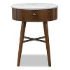 Poly & Bark Andover Side Table Walnut: Antique Brass Pull, Rubberwood, Marble Top, Storage - 3 of 4