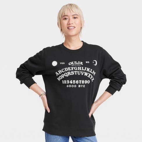 Women's Halloween Ouija Board Graphic Sweatshirt - Black XS