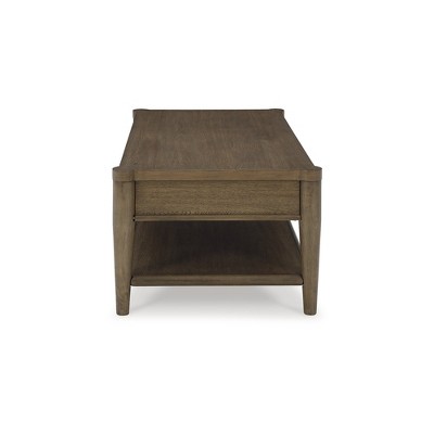 Brown Rectangular Wood Coffee Table with Storage