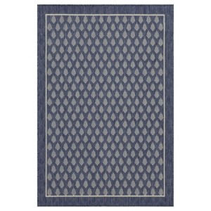Outdoor Rugs for Living Rooms, Patios, Decks, Entryways, Camping, RV, Picnics, Three Sizes Available, Blue Leaf Pattern - 1 of 1