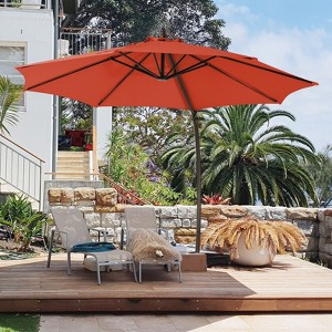 HYLEORY 10ft. Outdoor Curvy Cantilever Umbrella with Sand Bag Base - 1 of 4