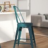 Merrick Lane Metal Indoor-Outdoor Counter Stool with Vertical Slat Back and Integrated Footrest - 4 of 4