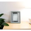 HomeRoots 3.5" x 5" Silver Beaded Distresses Stainless Steel Tabletop Picture Frame with Mat - 2 of 4