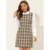 Allegra K Women's Contrast Peter Pan Collar Long Sleeve Above Knee Shift Plaid Dress - 4 of 4