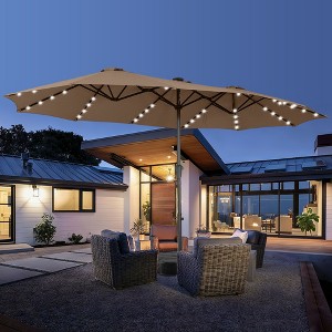 15ft Patio Umbrella with Solar Lights for Deck, Pool, Garden - 1 of 4