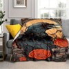 Lomsoe Crow and Roses Print Flannel Blanket - All Seasons Soft and Warm Throw Blanket for Bed, Napping, Camping, Travel, Office - 4 of 4