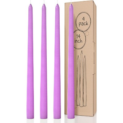 14 inch Taper Candles Set of 4 - Tall Candles for Home, Ideal as Wedding Candles and Dinner Candles Unscented - Smokeless and Dripless Taper Candles