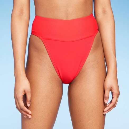 Red high waist cheeky bikini