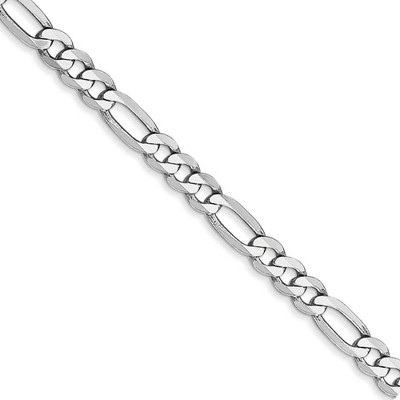 Black Bow Jewelry 4mm 14k White Gold Flat Figaro Chain Necklace