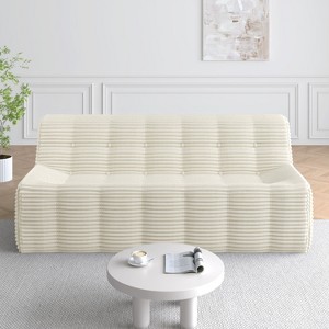 TiramisuBest 3-Seat Full-Sponge Corduroy Sofa, Modern Space-Saving Compression Design - Beige - 1 of 4
