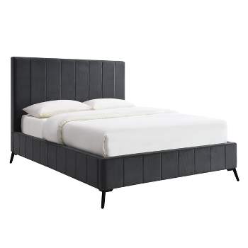 Reanne Channel Upholstered Queen Bed Charcoal - Abbyson Living