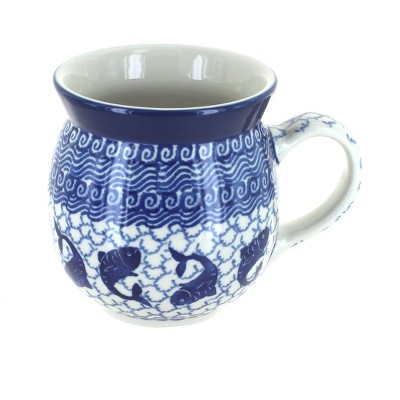 Blue Rose Polish Pottery Mosaic Beach Bubble Mug