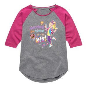 Girls' JoJo Siwa Time Of My Life  - Athletic Heather/Fuchsia - Medium - 1 of 4