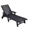 Outdoor HDPE Lounge Chair with Adjustable Backrest, Wheels, and Comfortable Armrests Folding Patio Lounge Chair for Poolside, Patio-- Frevyn - 3 of 4