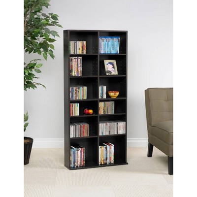 Espresso Adjustable Media Storage Cabinet with 16 Shelves