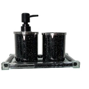 JANSNO Exquisite 3 Piece Soap Dispenser and Toothbrush Holder with Tray - 1 of 4