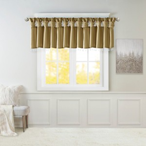 TopComfy Curtain Panels Faux Silk Valance Soft Decoration Beaded Faux Silk Valance Elegant Curtain Topper Luxury for Home, Gold, 1.7"*10.04"*7.09" - 1 of 4