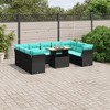 vidaXL 10 Piece Patio Sofa Set with Cushions Black Poly Rattan - 2 of 4