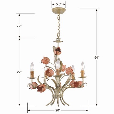Sage Rose 5-Light Floral Wrought Iron Chandelier