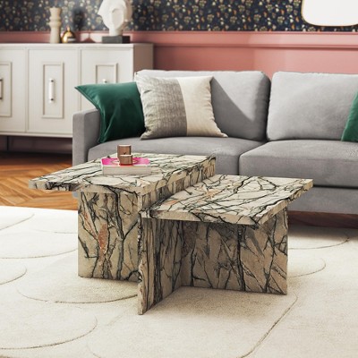 Brielle Faux Onyx Marble Two-Tiered Coffee Table