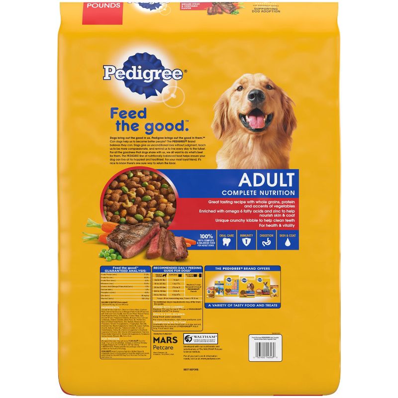 Pedigree Adult Nutrition Dry Dog Food with Steak &#38; Vegetable Flavor - 30lbs, 2 of 9