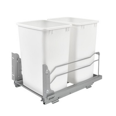 Rev-A-Shelf Double Pull-Out Trash Can for Under Kitchen Cabinets 35 Quart 8.75 Gallon with Soft-Close Slides