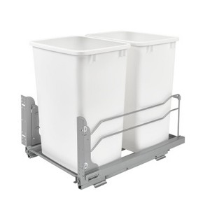 Rev-A-Shelf Double Pull-Out Trash Can for Under Kitchen Cabinets 35 Quart 8.75 Gallon with Soft-Close Slides - 1 of 4