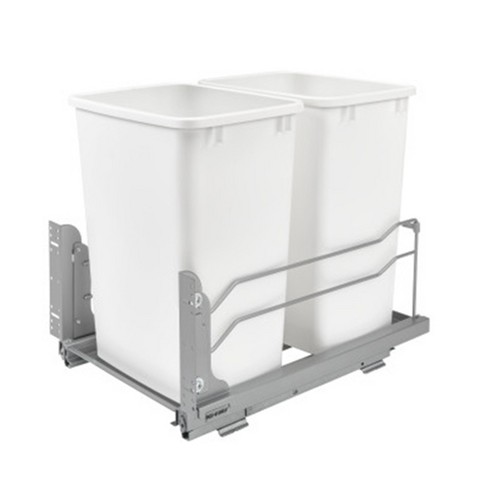 Rev-A-Shelf Pull Out Trash Can 35 Qt for Kitchen Cabinets, White