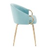 LumiSource Set of 2 Claire Dining Chairs Gold/Light Blue:: Velvet Upholstered, Metal Legs, Foam Filled - 3 of 4