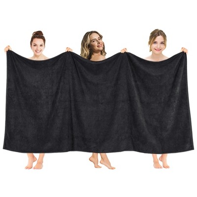 American Soft Linen 100% Cotton Oversized Bath Sheet, 40 in by 80 in Bath Towel Sheet, Black