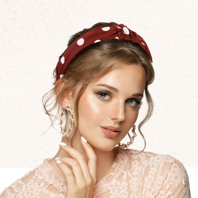 Unique Bargains Women's Polka Dot Knotted Headband 1 Pc, 2 of 7