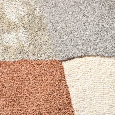 Beige and Rust Abstract Wool and Viscose 5' x 7' Area Rug