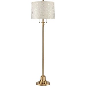 360 Lighting Dyna 58" Antique Brass Silver Circles Shade Floor Lamp - 1 of 4