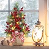 24" Pre-Lit Mini Christmas Tree with LED Lights - Battery Operated Tabletop Decor, Frosted Artificial Tree for Home/Office Gift - 3 of 4