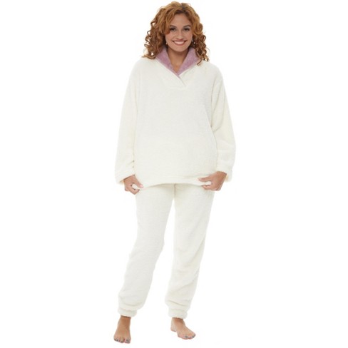Women's Fleece Pajamas Set.Winter Warm Fluffy House Suit Nightwear