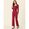Allegra K Women's Elegant Square Neck Long Sleeve Wide Leg Long Pants Dressy Jumpsuit - 2 of 4