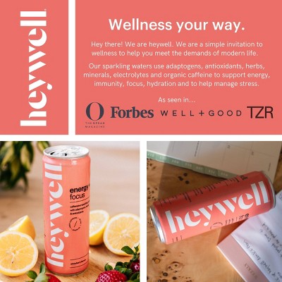 heywell Energy + Focus Strawberry Lemon Sparkling Water - 12 fl oz Can