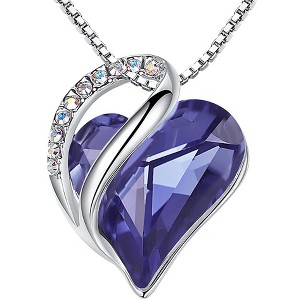 Leafael Infinity Love Heart Pendant Necklace Birthstone Crystal Jewelry Gifts for Women, Silver-tone, 18"+2" - 1 of 4