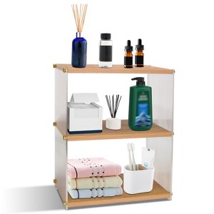 NewHome "3-Tier Acrylic Countertop Organizer, Bathroom Storage Rack, Vanity Shelf for Cosmetics & Desk" BurlyWood - 1 of 4