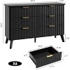 6 Drawers Dresser for Bedroom, Wide Dressers with Curved Profile Design, Fluted Wood Drawers with Gold Handle, Chest of Dressers Thickened Design - 2 of 4