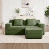 Modular 2-Seat L-Shaped Sectional Sofas with Ottoman, Deep Seat Cloud Sectional Couch, Plush Corduroy Fabric with Throw Pillows - 3 of 4