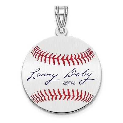 Black Bow Jewelry Sterling Silver Larry Doby Signature SM Enamel Baseball Pendant